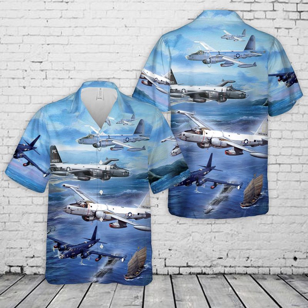Us Navy Hawaiian Shirt, US Navy Lockheed P-2 Neptune Hawaiian Shirt, Military Hawaiian Shirt