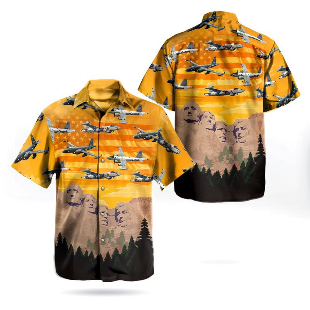 Us Navy Hawaiian Shirt, US Navy Lockheed P-2 Neptune Independence Day Mt. Rushmore Hawaiian Shirt