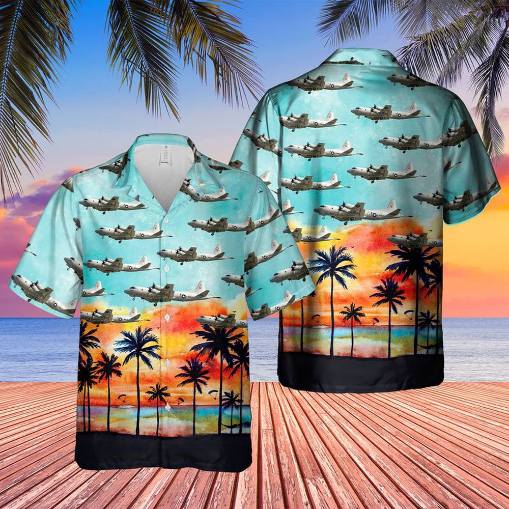 Us Navy Hawaiian Shirt, US Navy Lockheed P-3C Orion Hawaiian Shirt, Military Hawaiian Shirt