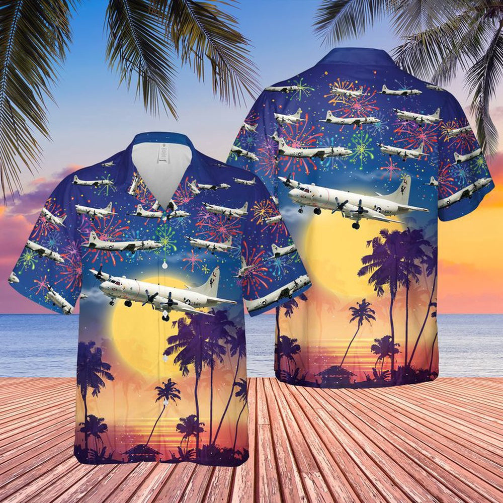 Us Navy Hawaiian Shirt, US Navy Lockheed P-3 Orion 4th Of July Hawaiian Shirt, Military Hawaiian Shirt