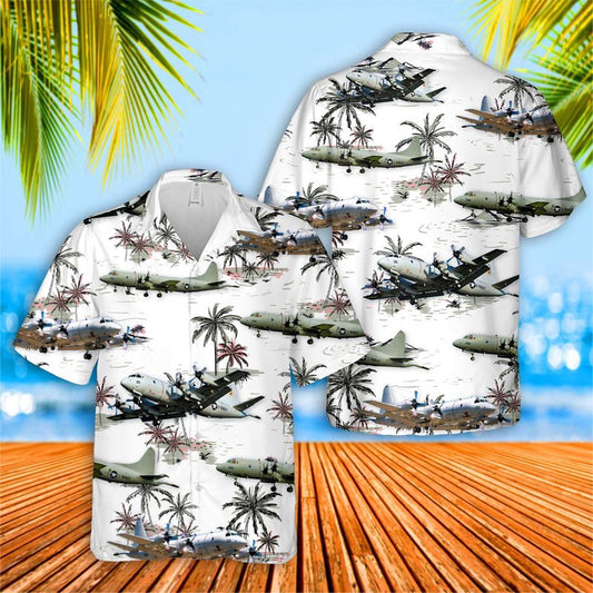 Us Navy Hawaiian Shirt, US Navy Lockheed P-3 Orion Hawaiian Shirt, Military Hawaiian Shirt