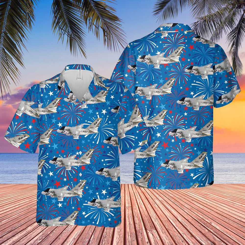 Us Navy Hawaiian Shirt, US Navy Lockheed S-3 Viking Of VS-37 4th Of July Hawaiian Shirt, Military Hawaiian Shirt