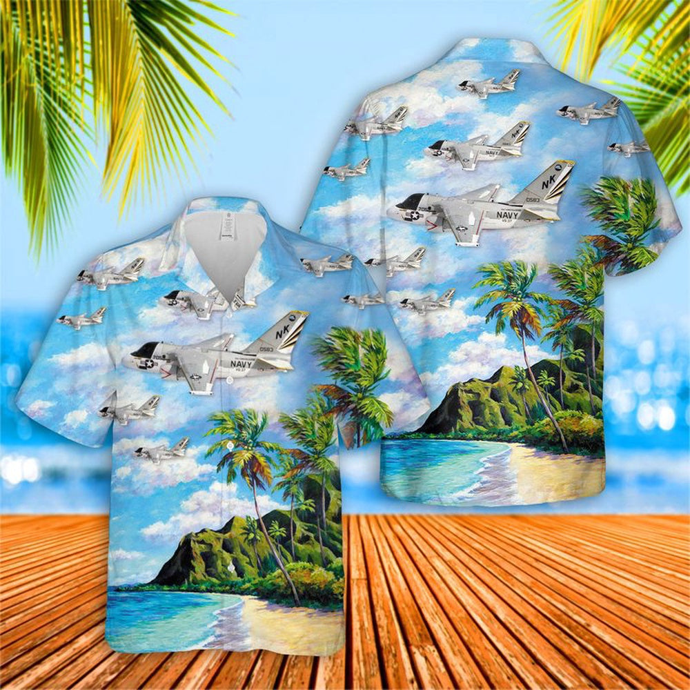 Us Navy Hawaiian Shirt, US Navy Lockheed S-3 Viking Of VS-37 Hawaiian Shirt, Military Hawaiian Shirt
