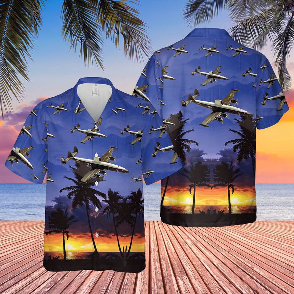 Us Navy Hawaiian Shirt, US Navy Lockheed WC-121N Of VW-4 Hurricane Hunters Hawaiian Shirt, Military Hawaiian Shirt