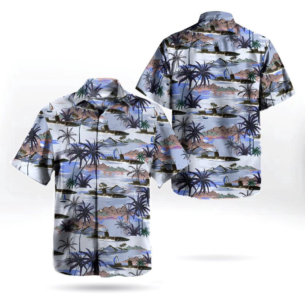Us Navy Hawaiian Shirt, US Navy Los Angeles USS Greeneville SSN-772 Attack Submarine Hawaiian Shirt, Military Hawaiian Shirt