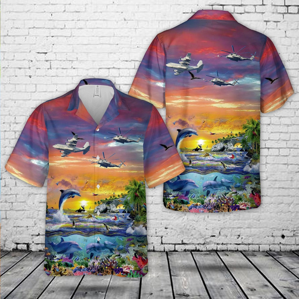 Us Navy Hawaiian Shirt, US Navy MH-53E Super Stallion helicopters assigned to Marine Medium Tiltrotor Squadron (VMM) 263 (Reinforced) Hawaiian Shirt