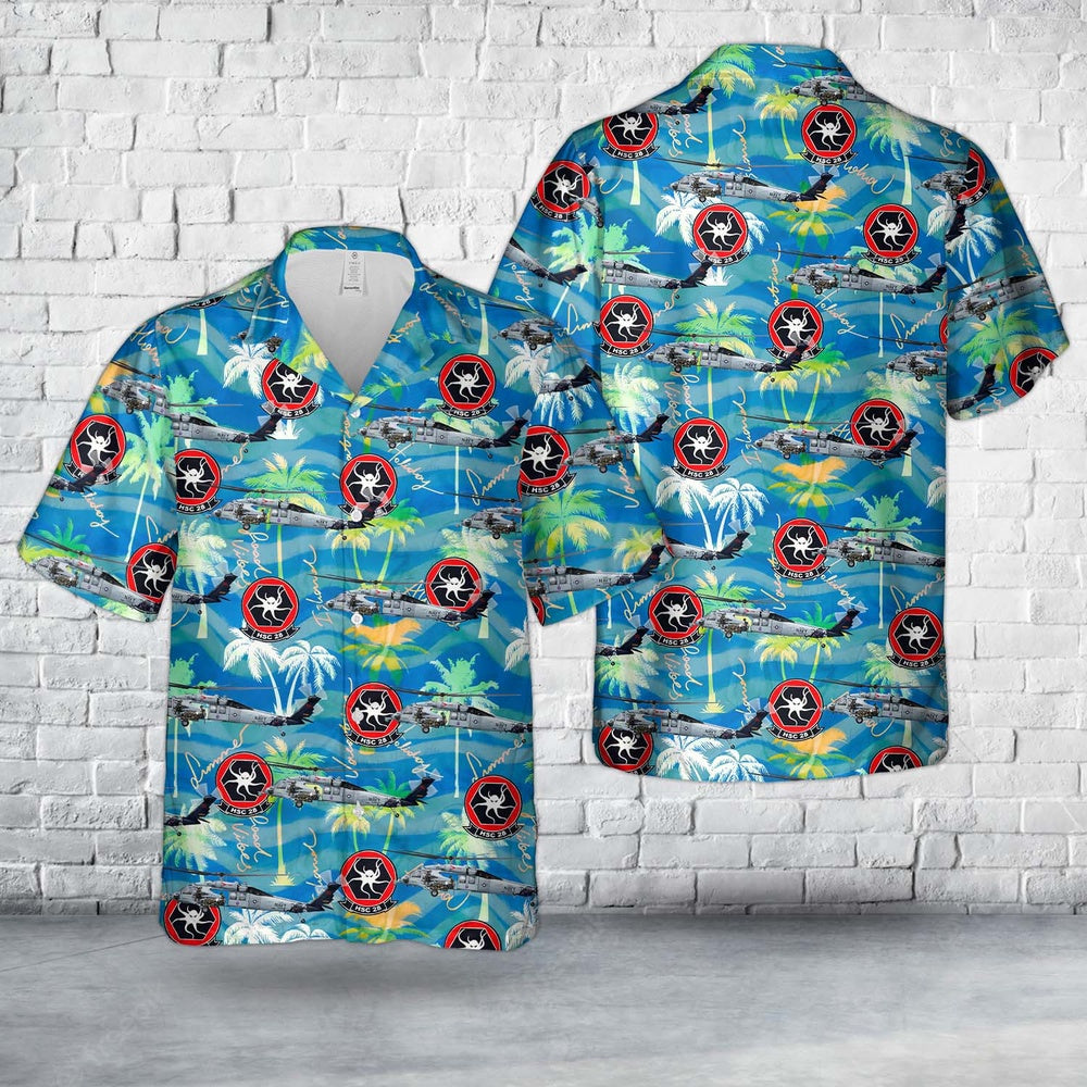 Us Navy Hawaiian Shirt, US Navy MH-60S Armed Helo Of HSC-28 Dragon Whales Hawaiian Shirt, Military Hawaiian Shirt