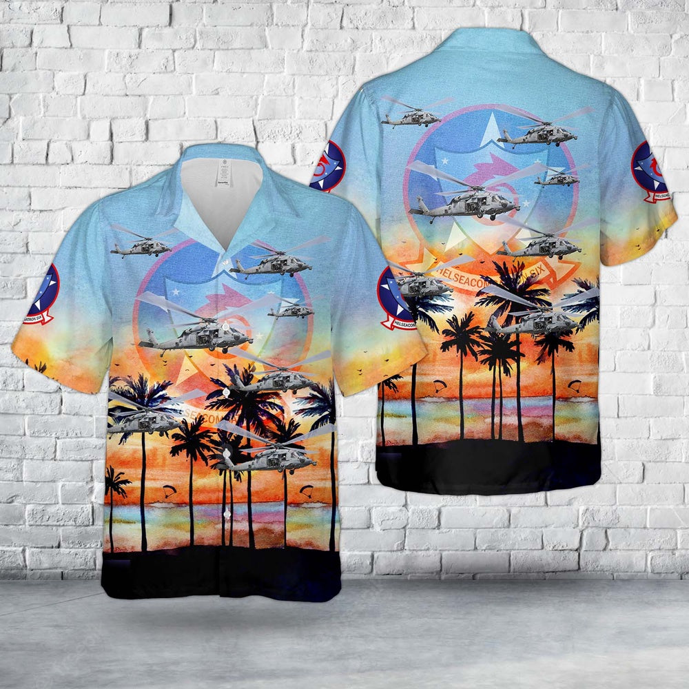 Us Navy Hawaiian Shirt, US Navy MH-60S Seahawk Of Helicopter Sea Combat Squadron SIX (HSC-6) Indians Hawaiian Shirt