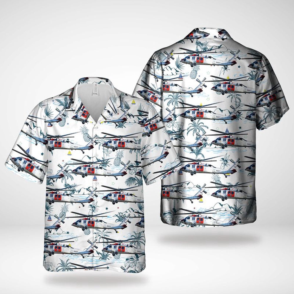 Us Navy Hawaiian Shirt, US Navy MH-60 Knighthawk Search And Rescue Hawaiian Shirt, Military Hawaiian Shirt