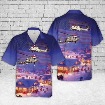Us Navy Hawaiian Shirt, US Navy MH-60 Seahawk Christmas Hawaiian Shirt, Military Hawaiian Shirt