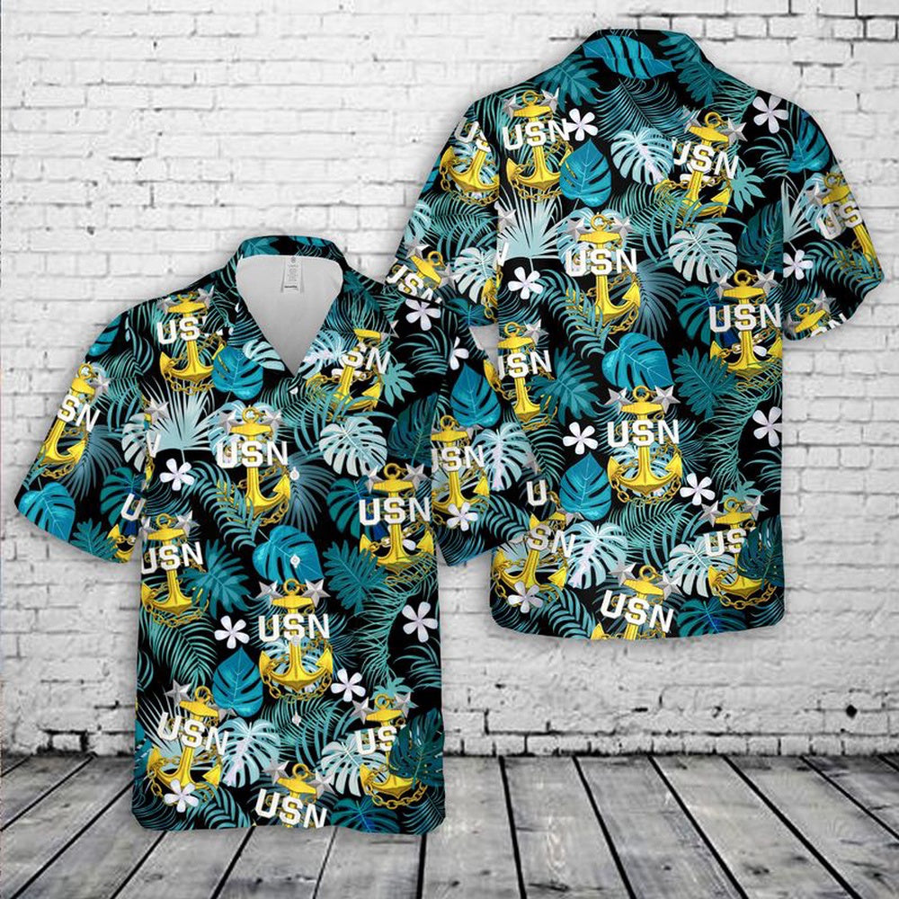 Us Navy Hawaiian Shirt, US Navy Master Chief Anchor Hawaiian Shirt, Military Hawaiian Shirt