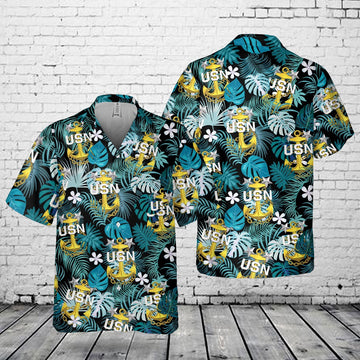 Us Navy Hawaiian Shirt, US Navy Master Chief Anchor Pocket Hawaiian Shirt, Military Hawaiian Shirt