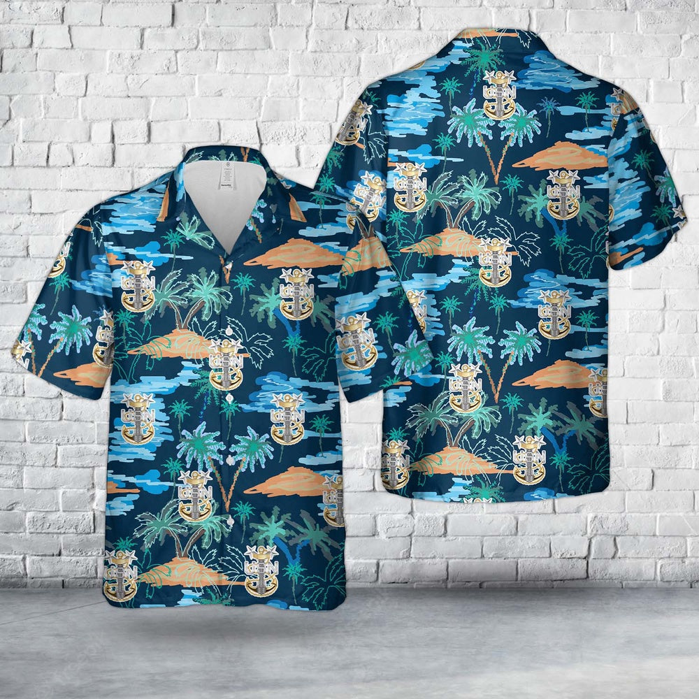 Us Navy Hawaiian Shirt, US Navy Master Chief Petty Officer Backbone Anchor Hawaiian Shirt, Military Hawaiian Shirt
