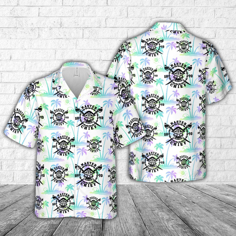 Us Navy Hawaiian Shirt, US Navy Master Chief crossbones cross swords skull Hawaiian Shirt, Military Hawaiian Shirt