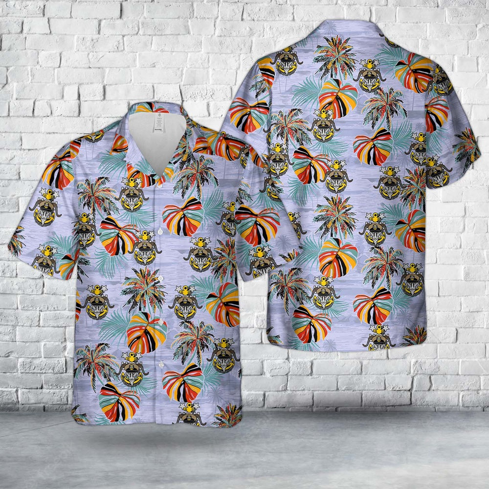 Us Navy Hawaiian Shirt, US Navy Master Chief with Goat head anchor Hawaiian Shirt, Military Hawaiian Shirt