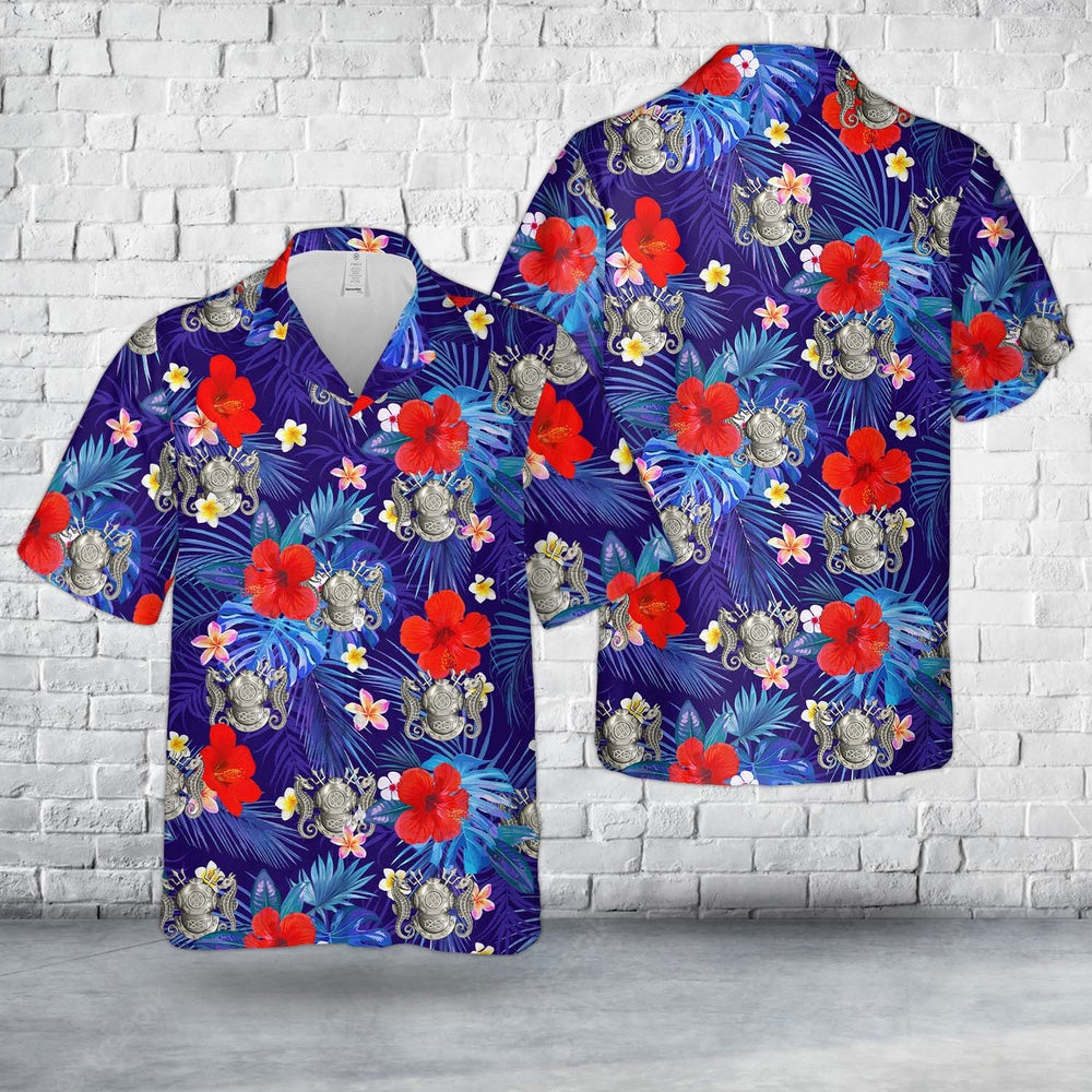 Us Navy Hawaiian Shirt, US Navy Master Diver Hawaiian Shirt, Military Hawaiian Shirt