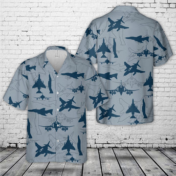 Us Navy Hawaiian Shirt, US Navy McDonnell Douglas F-4 Phantom II Aircraft Silhouettes Hawaiian Shirt, Military Hawaiian Shirt