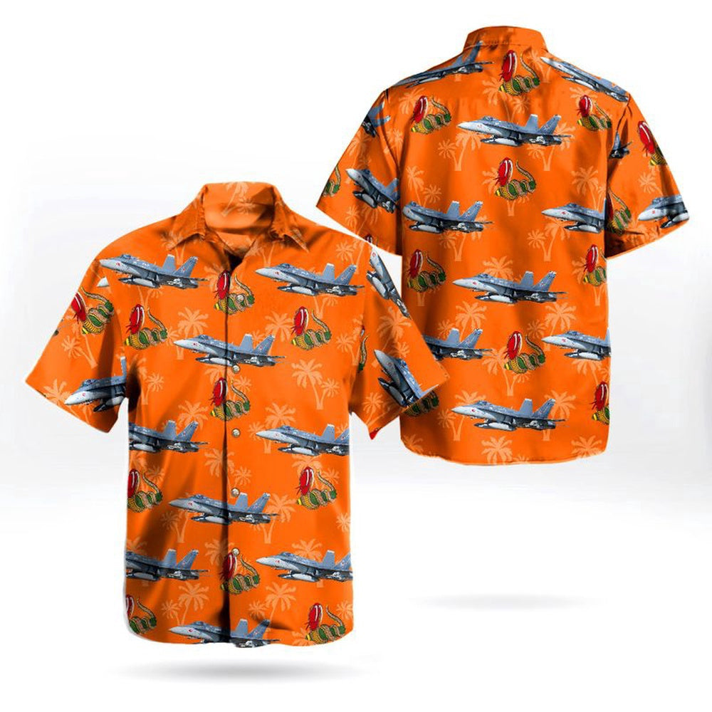 Us Navy Hawaiian Shirt, US Navy McDonnell Douglas FA-18C Hornet of VFA-204 River Rattlers Hawaiian Shirt, Military Hawaiian Shirt