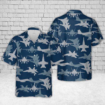Us Navy Hawaiian Shirt, US Navy McDonnell Douglas FA-18 Hornet Aircraft Silhouettes Hawaiian Shirt, Military Hawaiian Shirt