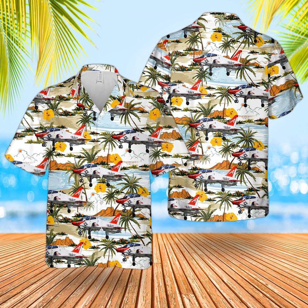 Us Navy Hawaiian Shirt, US Navy McDonnell Douglas T-45C Goshawk Hawaiian Shirt, Military Hawaiian Shirt