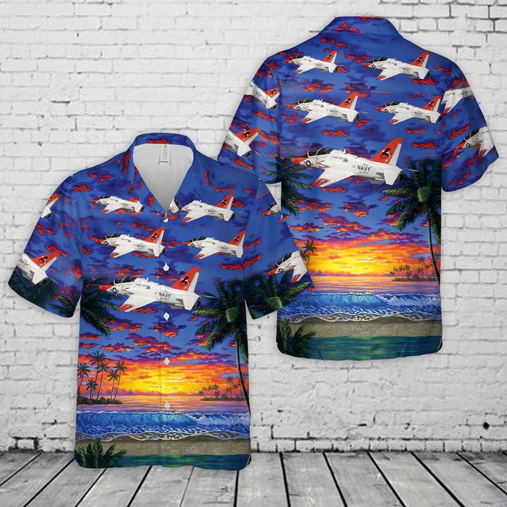 Us Navy Hawaiian Shirt, US Navy McDonnell Douglas T-45 Goshawk Hawaiian Shirt, Military Hawaiian Shirt