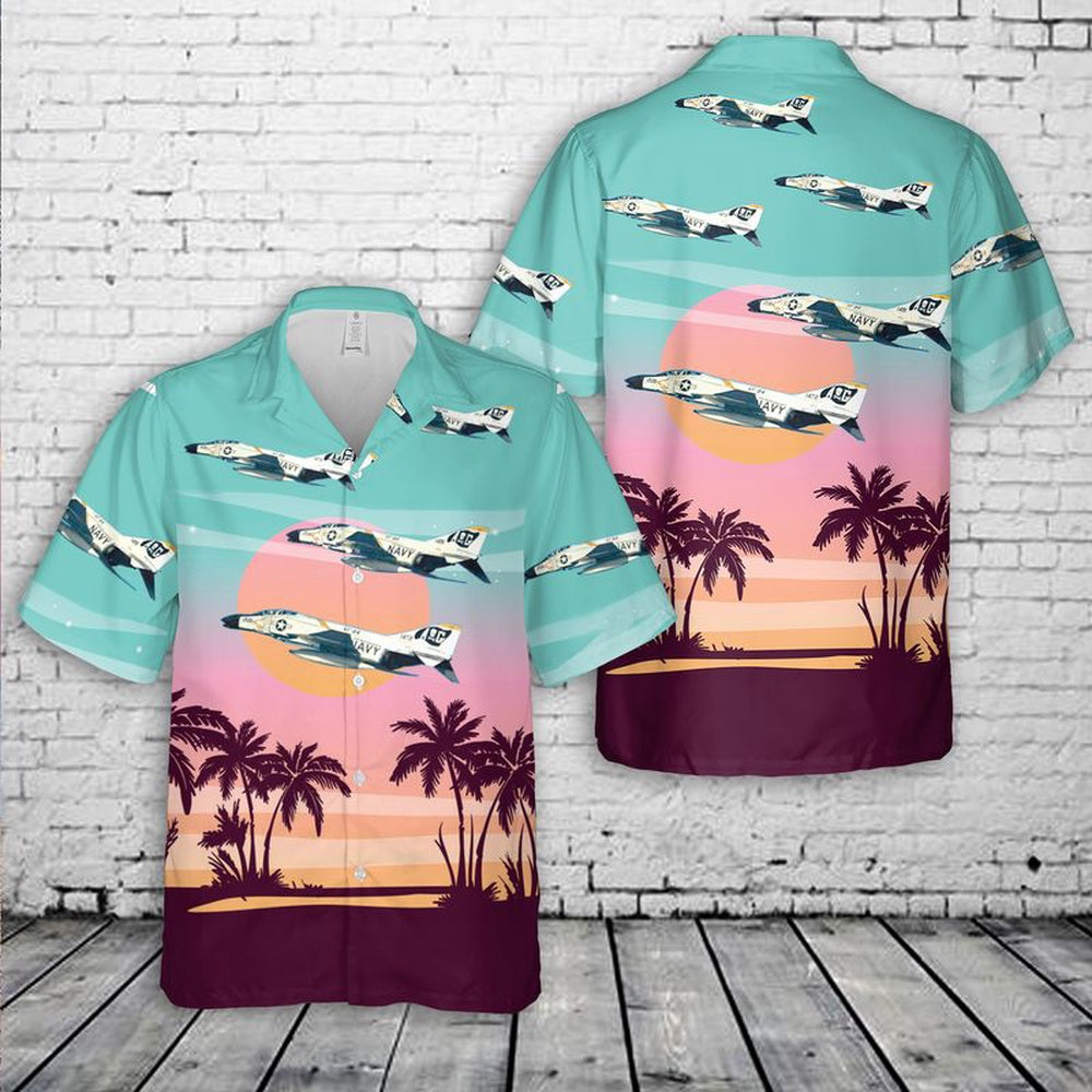Us Navy Hawaiian Shirt, US Navy McDonnell F-4B Phantom II Of VF-84 Jolly Rogers Hawaiian Shirt