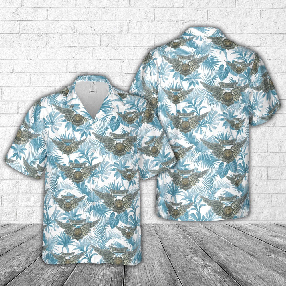 Us Navy Hawaiian Shirt, US Navy Naval Combat Air Crew Wings with threee stars WW2 Hawaiian Shirt, Military Hawaiian Shirt