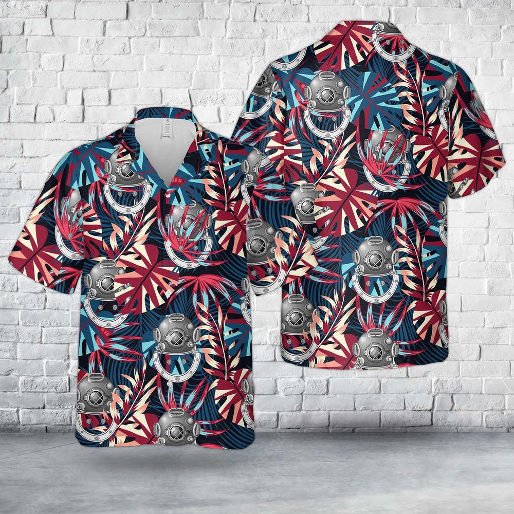 Us Navy Hawaiian Shirt, US Navy Navy Diver ND Hawaiian Shirt, Military Hawaiian Shirt