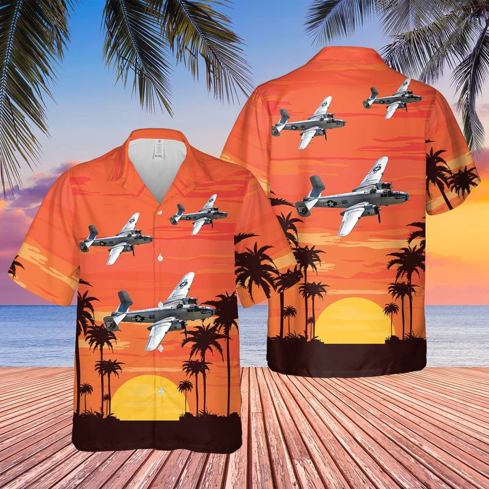 Us Navy Hawaiian Shirt, US Navy North American B-25 Mitchell Hawaiian Shirt, Military Hawaiian Shirt
