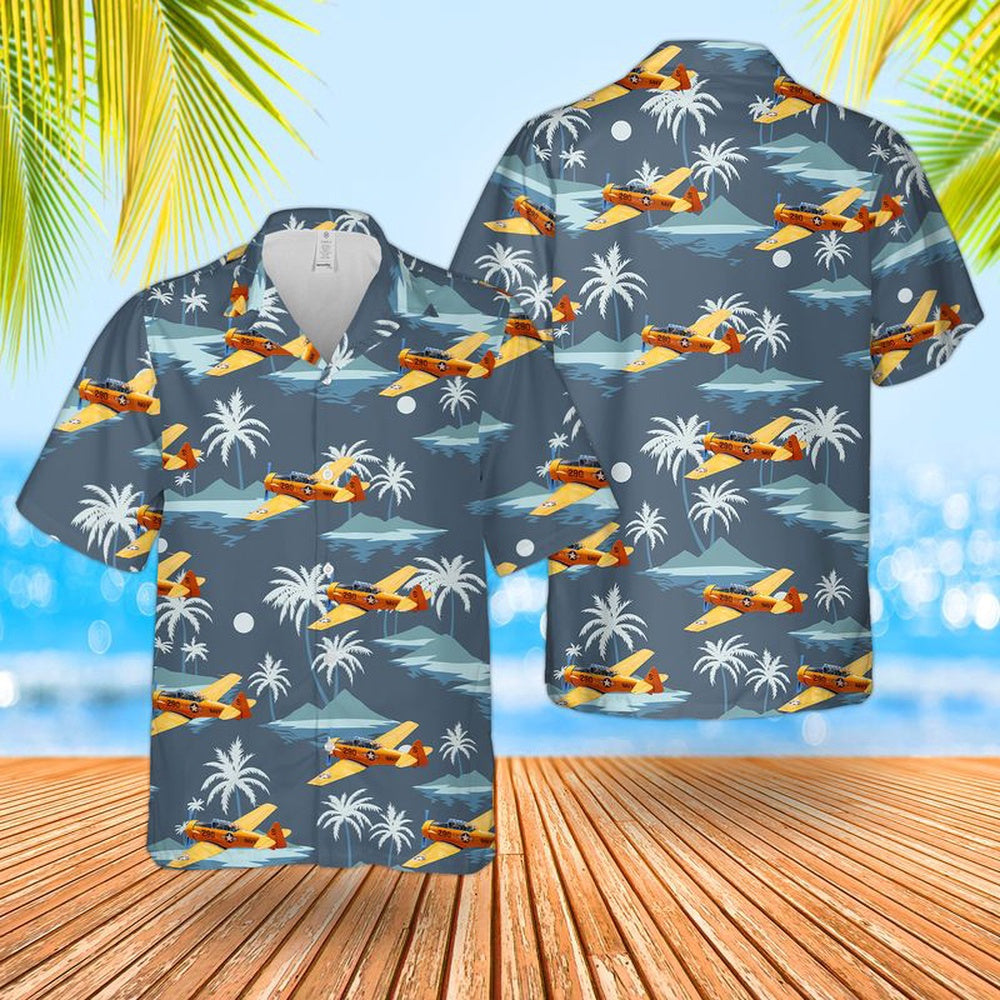 Us Navy Hawaiian Shirt, US Navy North American SNJ-5 Texan Hawaiian Shirt, Military Hawaiian Shirt