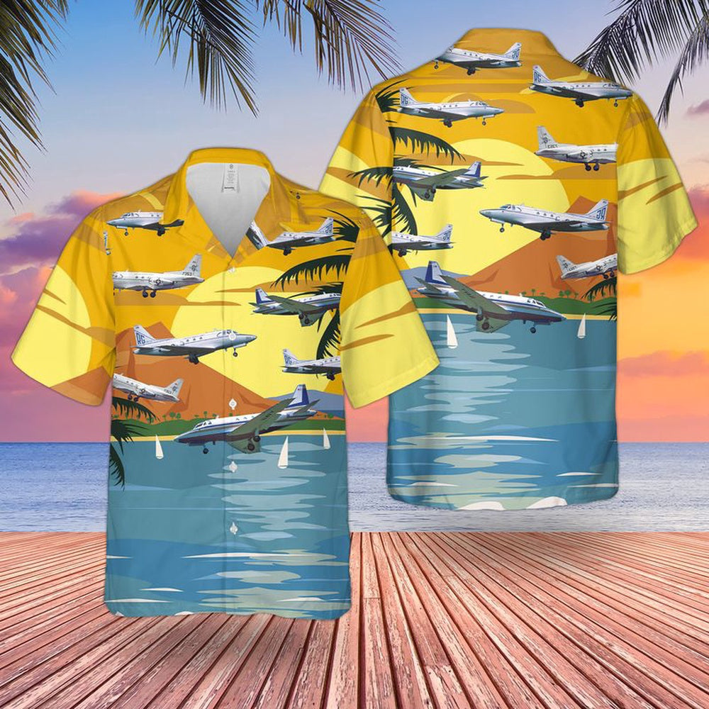 Us Navy Hawaiian Shirt, US Navy North American Sabreliner CT-39 VCR-50 Hawaiian Shirt, Military Hawaiian Shirt