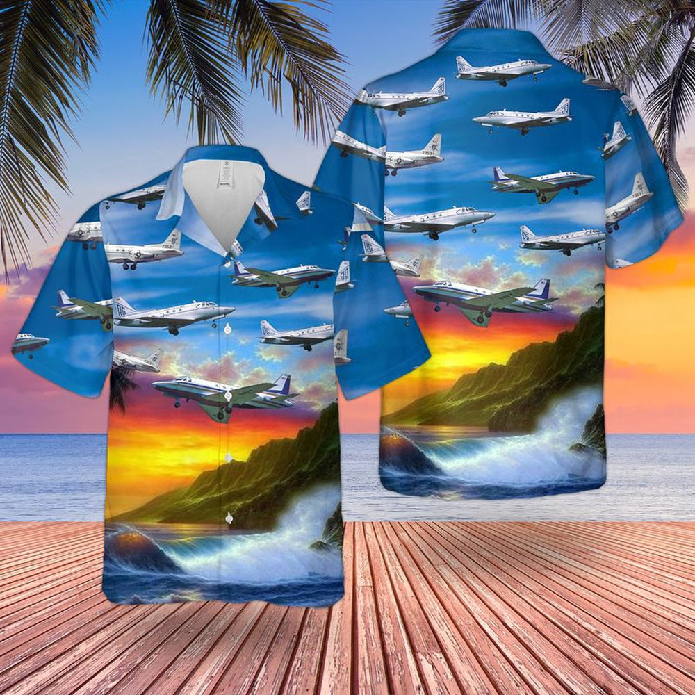 Us Navy Hawaiian Shirt, US Navy North American Sabreliner CT-39 VRC-50 Hawaiian Shirt, Military Hawaiian Shirt