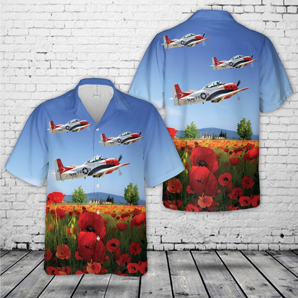 Us Navy Hawaiian Shirt, US Navy North American T-28B T-28 Trojan N28TY 138178 VT-27 Hawaiian Shirt, Military Hawaiian Shirt