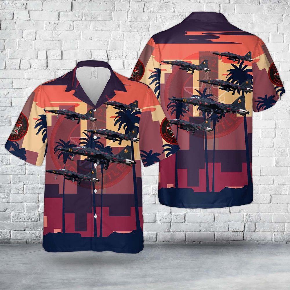Us Navy Hawaiian Shirt, US Navy Northrop F-5N Tiger II Of VFC-204 River Rattlers Hawaiian Shirt, Military Hawaiian Shirt