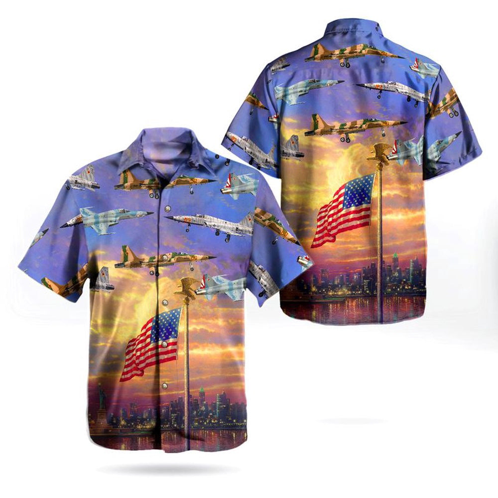Us Navy Hawaiian Shirt, US Navy Northrop F-5N Tiger Independence Day The Statue of Liberty Hawaiian Shirt, Military Hawaiian Shirt