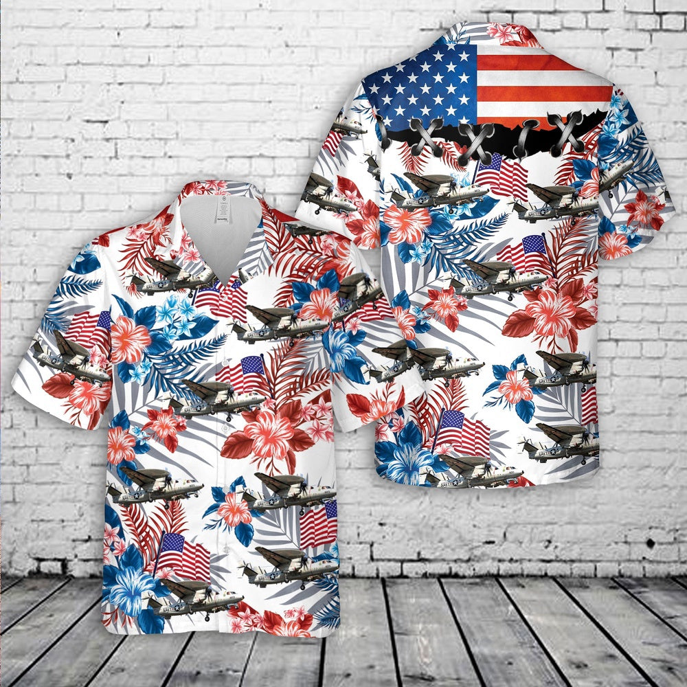 Us Navy Hawaiian Shirt, US Navy Northrop Grumman E-2C Hawkeye, 4th Of July Hawaiian Shirt, Military Hawaiian Shirt