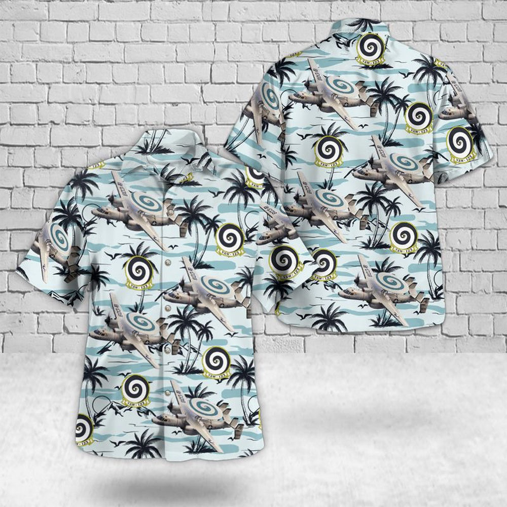 Us Navy Hawaiian Shirt, US Navy Northrop Grumman E-2C Hawkeye Of Airborne Command and Control Squadron 123 (VAW-123) Screwtops Hawaiian Shirt