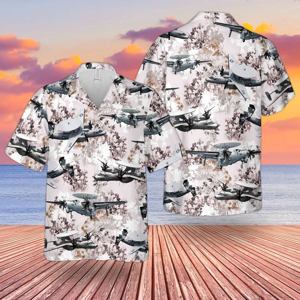 Us Navy Hawaiian Shirt, US Navy Northrop Grumman E-2 Hawkeye Hawaiian Shirt, Military Hawaiian Shirt