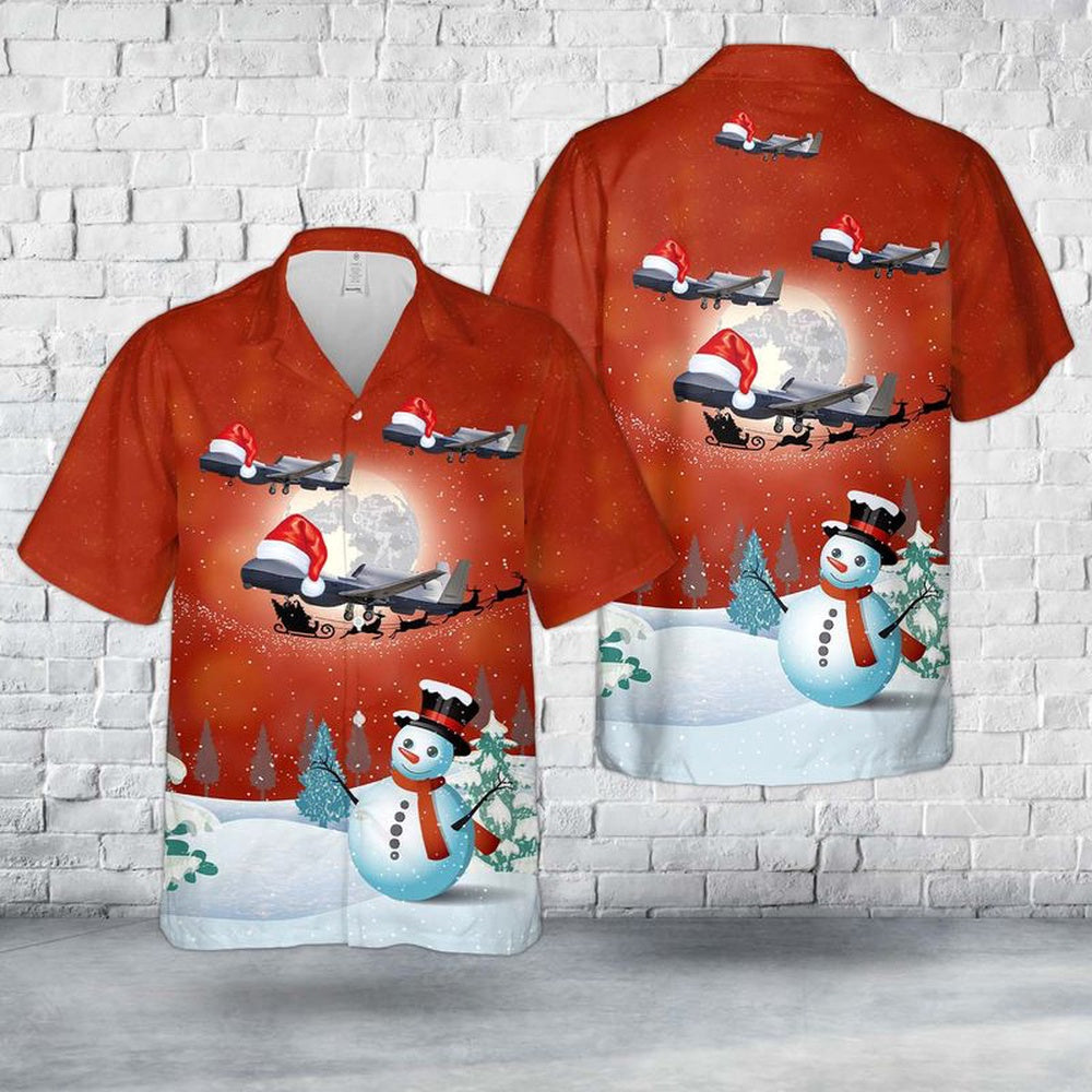 Us Navy Hawaiian Shirt, US Navy Northrop Grumman MQ-4C Triton Christmas Hawaiian Shirt