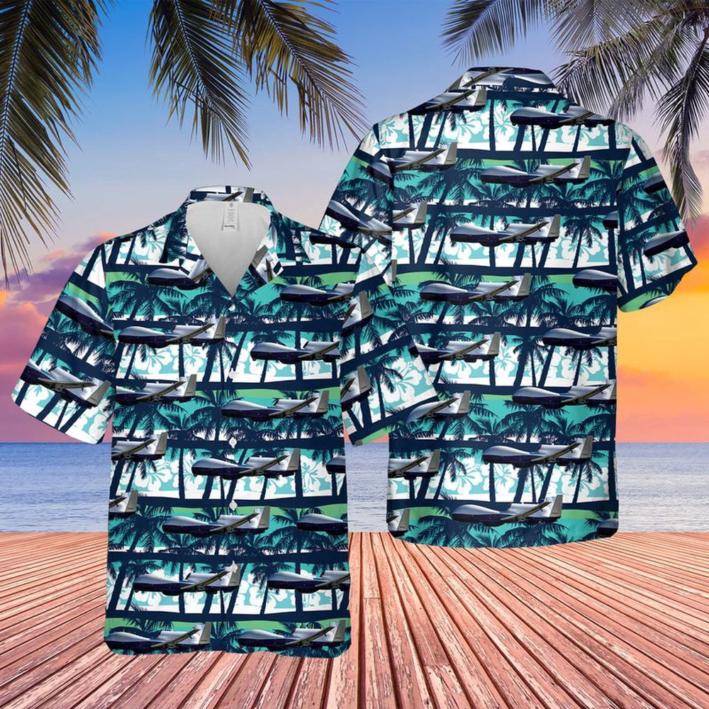 Us Navy Hawaiian Shirt, US Navy Northrop Grumman MQ-4C Triton Hawaiian Shirt, Military Hawaiian Shirt