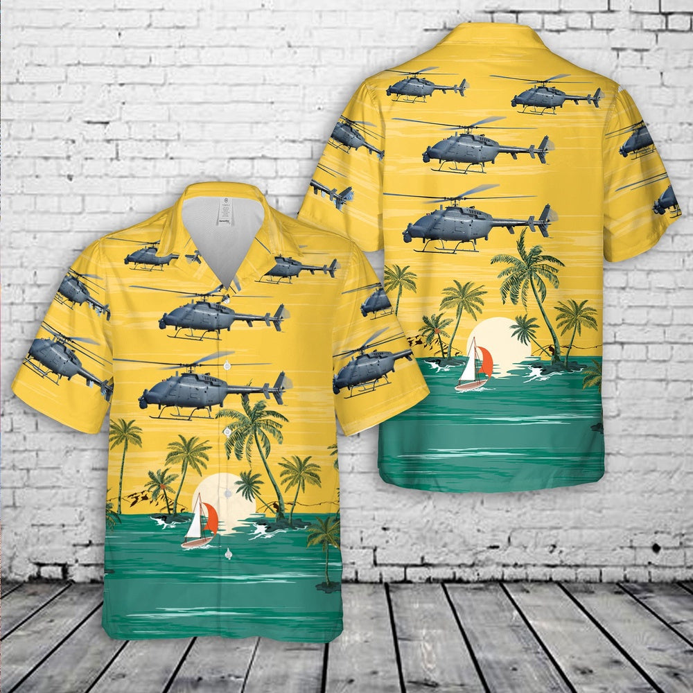 Us Navy Hawaiian Shirt, US Navy Northrop Grumman MQ-8C Fire Scout Hawaiian Shirt, Military Hawaiian Shirt