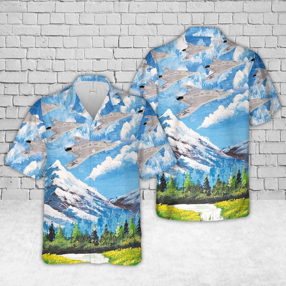Us Navy Hawaiian Shirt, US Navy Northrop Grumman X-47B Hawaiian Shirt, Military Hawaiian Shirt