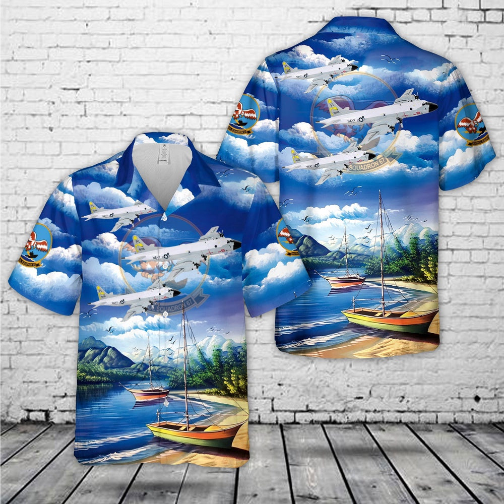 Us Navy Hawaiian Shirt, US Navy P-3A Orion, VP-67 Golden Hawks (1982) Hawaiian Shirt, Military Hawaiian Shirt