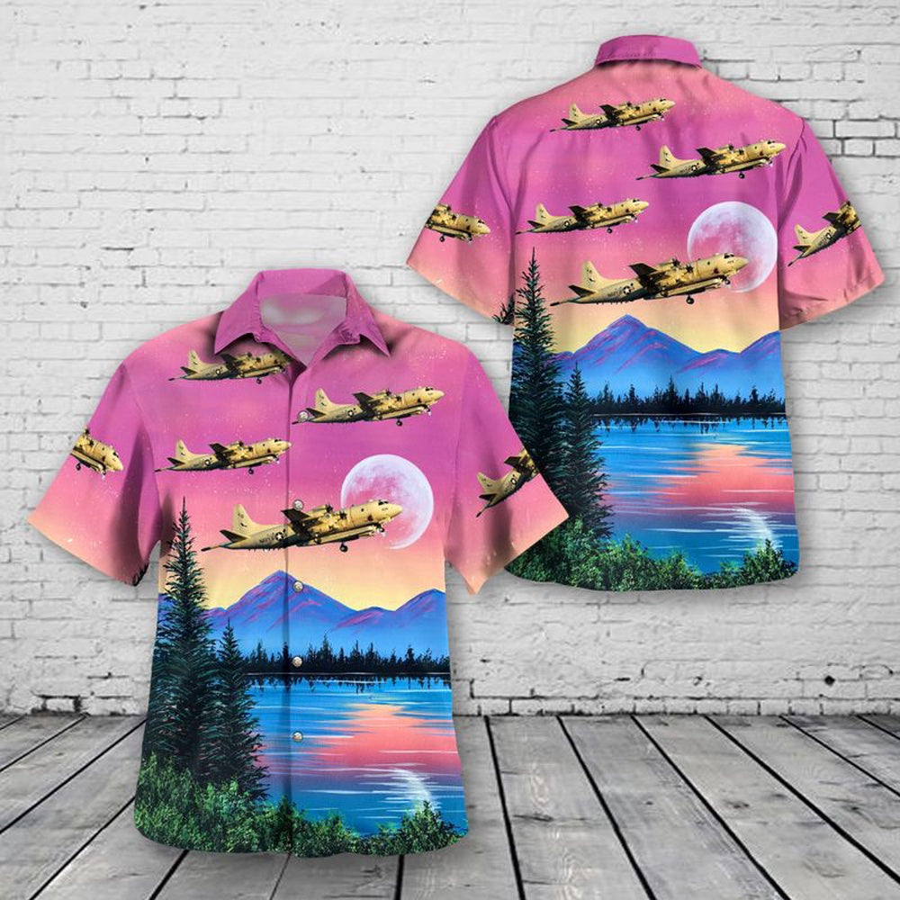 Us Navy Hawaiian Shirt, US Navy P-3C, VP-1 The Screaming Eagles Hawaiian Shirt, Military Hawaiian Shirt