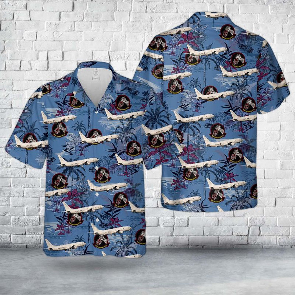 Us Navy Hawaiian Shirt, US Navy P-8A Poseidon Of Patrol Squadron 46 VP-46 Grey Knights Hawaiian Shirt, Military Hawaiian Shirt