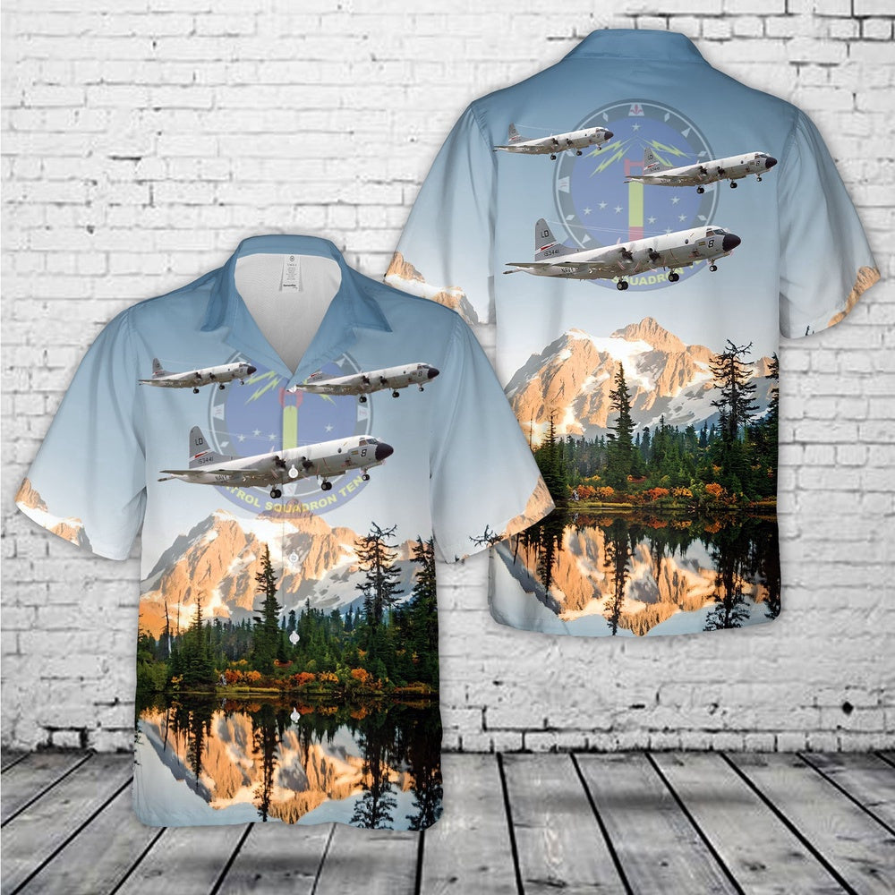 Us Navy Hawaiian Shirt, US Navy Patrol Squadron 10 (VP-10) P-3B Lancers Hawaiian Shirt, Military Hawaiian Shirt