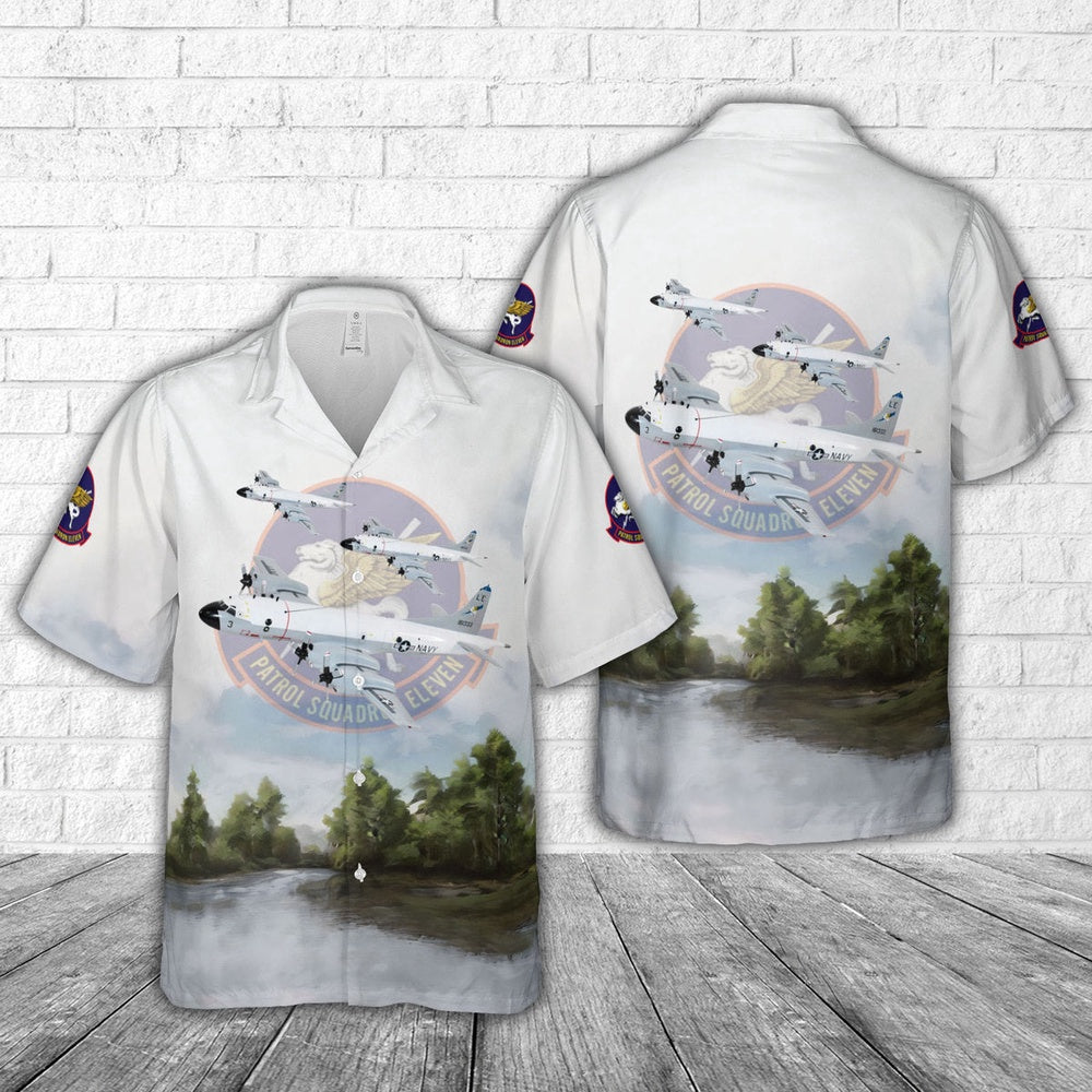 Us Navy Hawaiian Shirt, US Navy Patrol Squadron 11 (VP-11) Proud Pegasus P-3C Hawaiian Shirt, Military Hawaiian Shirt