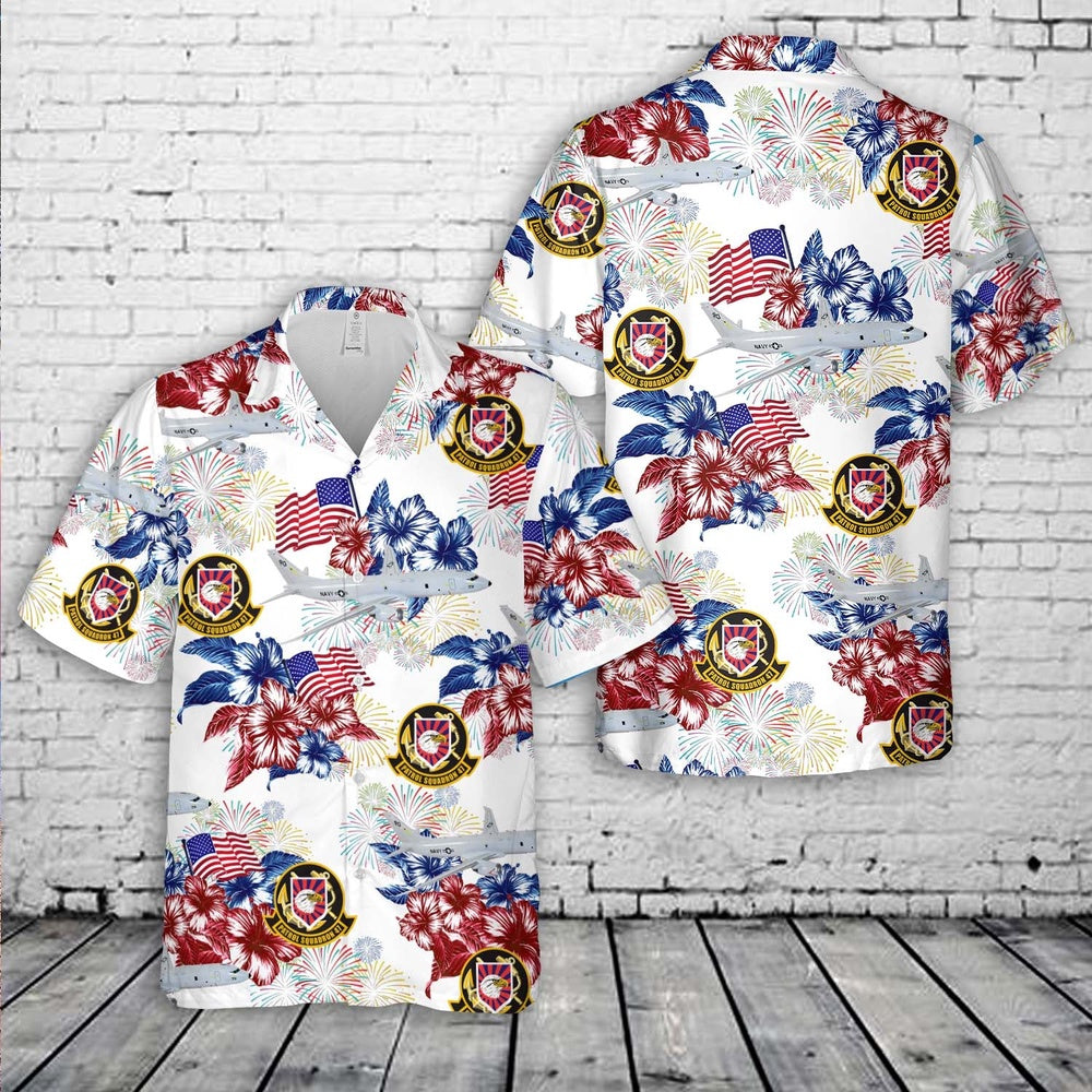 Us Navy Hawaiian Shirt, US Navy Patrol Squadron 47 (VP-47), The Golden Swordsmen P-8 Poseidon, 4th Of July Hawaiian Shirt
