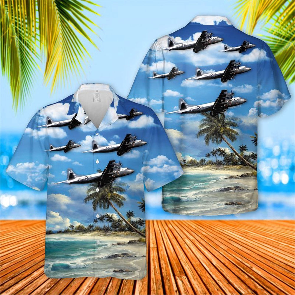 Us Navy Hawaiian Shirt, US Navy Patrol Squadron 49 P-3A Hawaiian Shirt, Military Hawaiian Shirt
