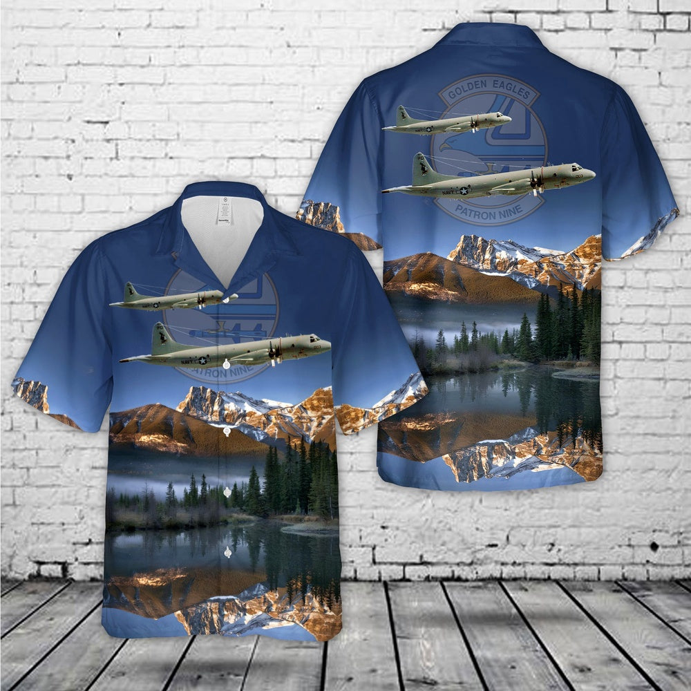 Us Navy Hawaiian Shirt, US Navy Patrol Squadron 9 (VP-9) Golden Eagles P-3C Hawaiian Shirt, Military Hawaiian Shirt